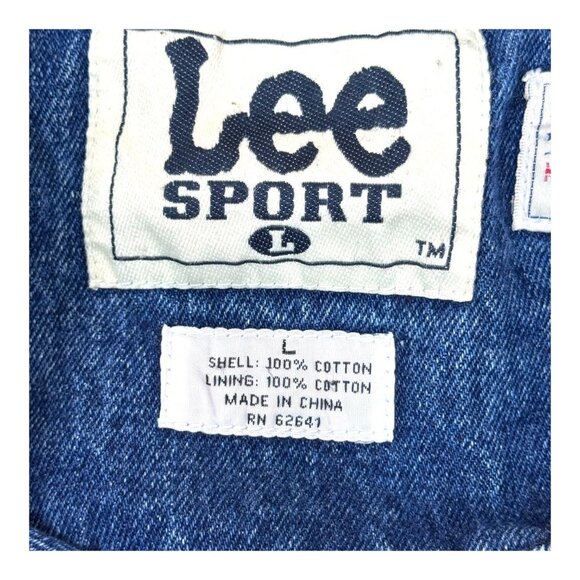 Lee Sport Yankees Denim Jean Varsity Jacket L Blue MLB Baseball World Series Vtg - Picture 6 of 8